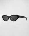 Givenchy Day 56mm Mirrored Cat Eye Sunglasses In Shiny Black