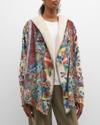 JOHNNY WAS BETZY HOODED FLORAL-PRINT SHERPA JACKET