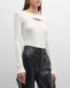 Citizen Of Humanity Dasha Cut-out Long Sleeve Bodysuit In Champagne