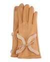 Pia Rossini Kora Faux Suede Gloves With Faux Fur In Beige