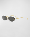 Fendi Embellished Ff Oval Metal Sunglasses In Shiny Endura Gold  Smoke
