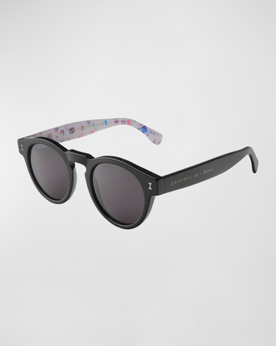 Illesteva X Grey Malin Beach Leonard Round Acetate Sunglasses In The Beach Leonard