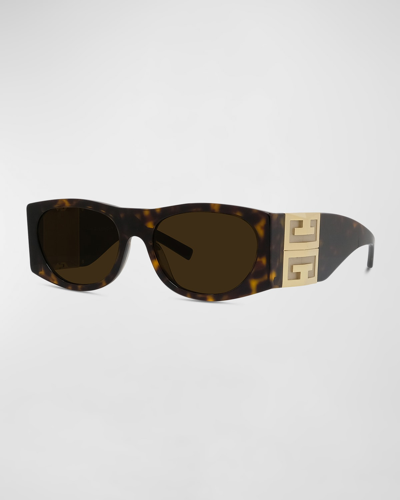 Givenchy Women's 4g 56mm Rectangular Sunglasses In Havanna