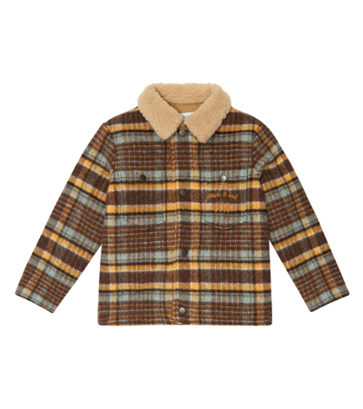 Bonpoint Checked Shearling-collar Jacket In Ec Chataigne