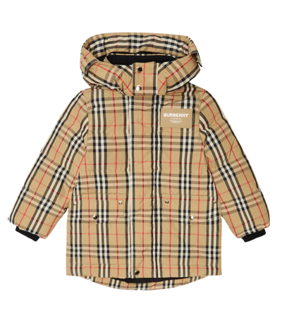 Burberry Kids' Aubin Check-print Shell-down Puffer Jacket 10-14 Years In Neutrals