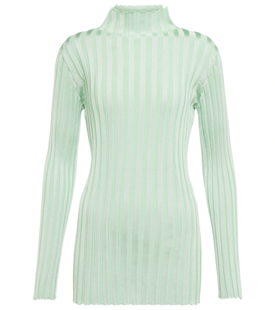 Jil Sander Ribbed Knit High-neck Sweater In Mint