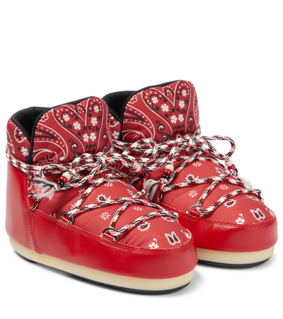 Alanui Full Moon Bandana-print Boots In Red Multicolor