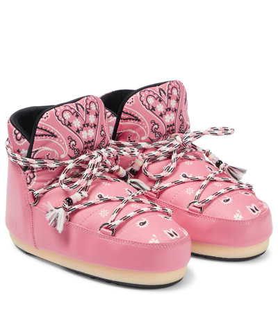 Alanui + Moon Boot Bandana-print Shell And Faux Leather Snow Boots In Pink