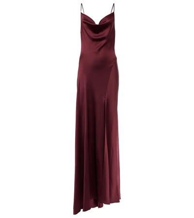 Jonathan Simkhai Finley Satin Slip Gown In Mulberry