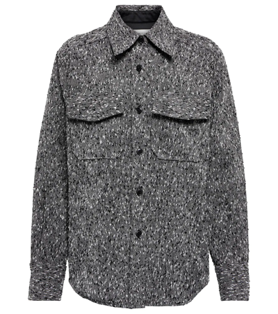 Victoria Beckham Bouclé Utility Shirt In Grey