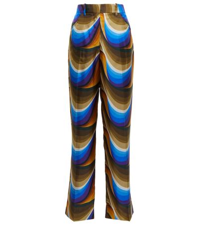 Victoria Beckham Abstract-print Wide-leg Trousers In Blau