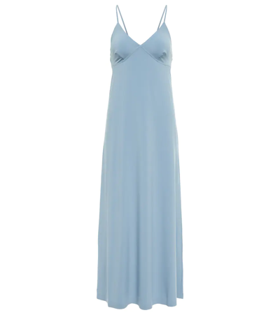 Norma Kamali Jersey Slip Maxi Dress In Soft Blue