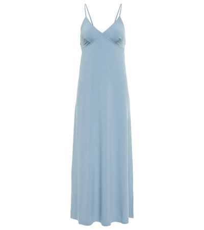 Norma Kamali Jersey Slip Maxi Dress In Blue
