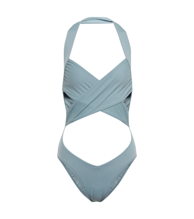 Norma Kamali Crossover Mio Swimsuit In Soft Blue