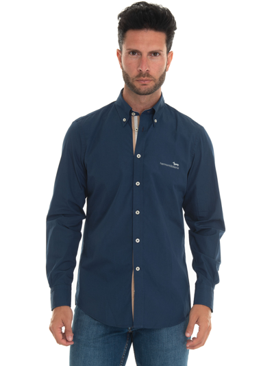 Harmont & Blaine Long-sleeved Cotton Shirt Blue  Man