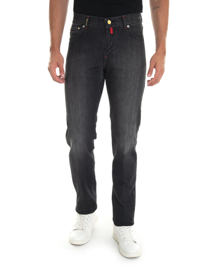 Kiton Stone Washed Jeans Black Denim  Man