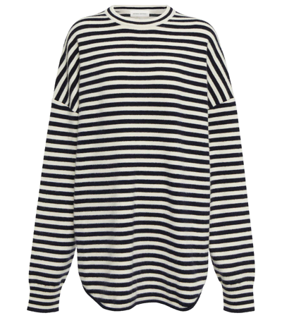 Extreme Cashmere N° 53 Crew Hop Cashmere-blend Sweater In Breton Stripes