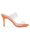 Manolo Blahnik Scolto 90 Pvc Mules In Orange Grey