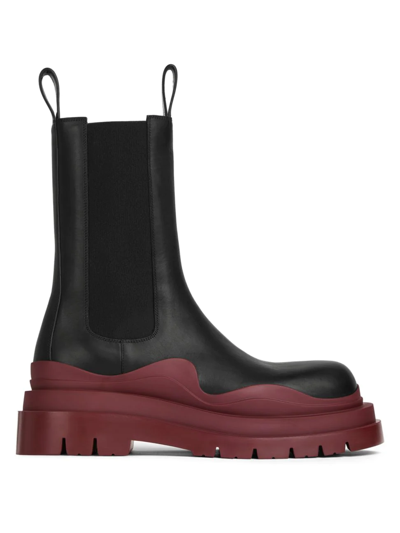 Bottega Veneta Contrast-sole Leather Tire Boots In Black Chocolate