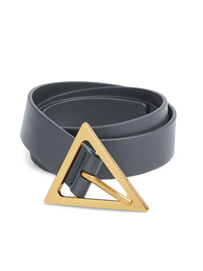 Bottega Veneta Triangle-buckle Leather Belt In Space Gold