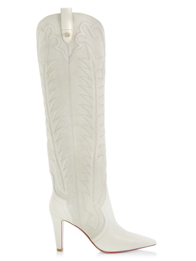 Christian Louboutin Santia Botta 85 Suede Boots In White ModeSens