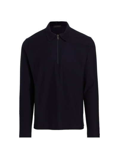 Saks Fifth Avenue Collection Diamond Grid Quarter-zip Polo Jacket In Navy