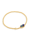 Kendra Scott Grayson Crushed Gemstone Charm Beaded Stretch Bracelet In 14k Gold Plated In Gold Bronze Veined Lapis Turquoise Magnesite
