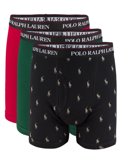 Polo Ralph Lauren Logo Band Boxer Briefs In Black/burgundy/green