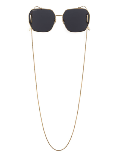 Gucci Fork 64mm Square Sunglasses In Gold