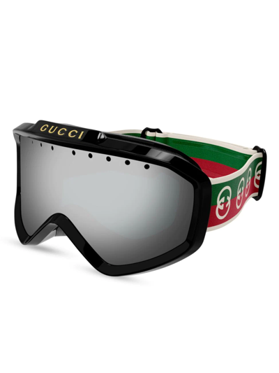 Gucci Mirrored Mask Injection Ski Goggles In Shiny Black