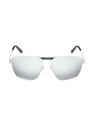 Balenciaga Tag 2.0 61mm Navigator Sunglasses In Silver