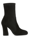 Stuart Weitzman Curve-block Leather 100 Booties In Black