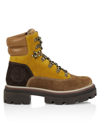 Tory Burch Chunky Sole Ankle Length Contrast Panel Boots In Wheat Brown