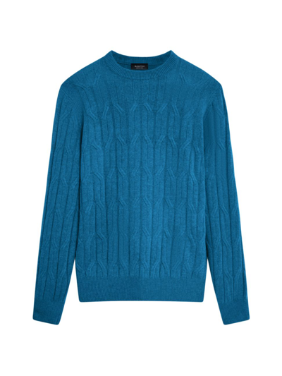 Bugatchi Cable-knit Jacquard Sweater In Cobalt