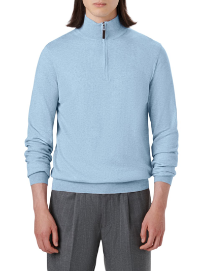 Bugatchi Men's Cotton-cashmere Half-zip Jumper In Riviera