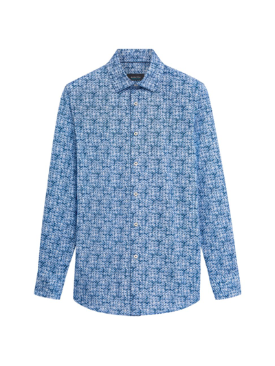 Bugatchi James Diamond Ooohcotton Long-sleeve Button-down Shirt In Classic Blue