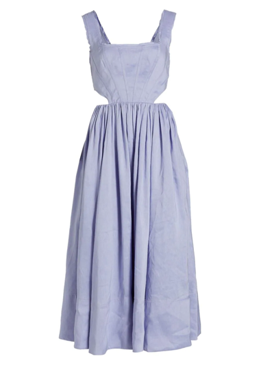 Aje Virginie Square-neck Linen-blend Midi Dress In Cool Lavender