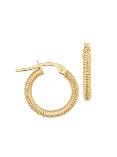 Oradina 18k Yellow Gold Ribbed Mini Hoops