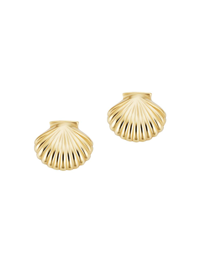 Oradina 14k Yellow Gold Seashell Studs