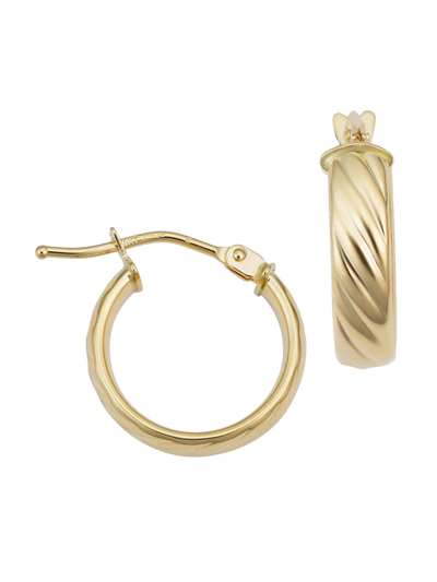 Oradina 14k Yellow Gold With A Twist Mini Hoops