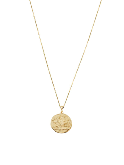 Oradina 14k Yellow Gold Greek Lion Medallion Necklace