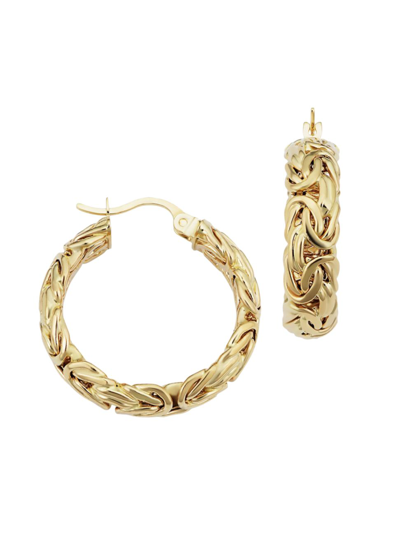 Oradina 14k Yellow Gold Byzantine Classic Hoops