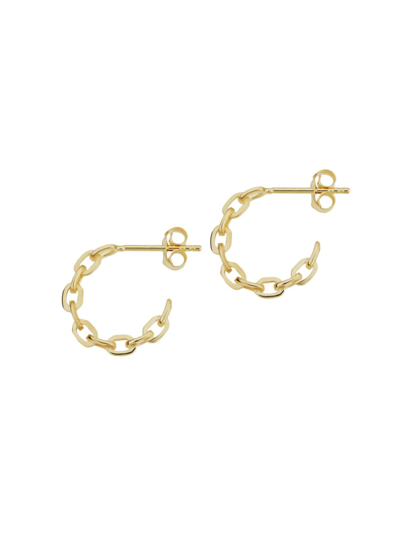 Oradina 14k Yellow Gold Venice Link Mini Hoops