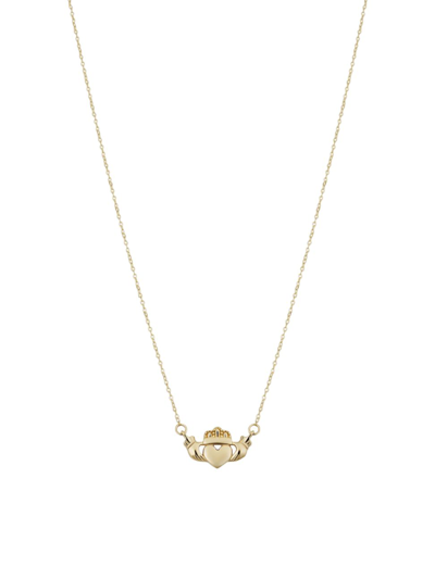 Oradina 14k Yellow Gold Claddagh Pendant Necklace