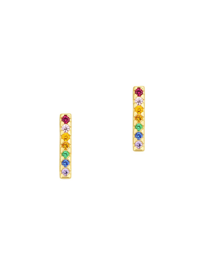 Oradina Life Of The Party Studs (2mm) In 14k Yellow Gold, Multistone In Yellow Gold/multistone