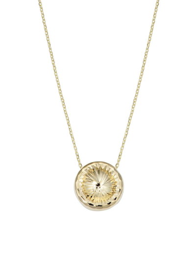 Oradina 14k Yellow Gold Sunburst Round Necklace