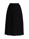 Ming Wang Pleated Knit Midi-skirt In Black