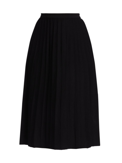 Ming Wang Pleated Knit Midi-skirt In Black