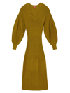 Staud Carnation Puff-sleeve Sweaterdress In Olive