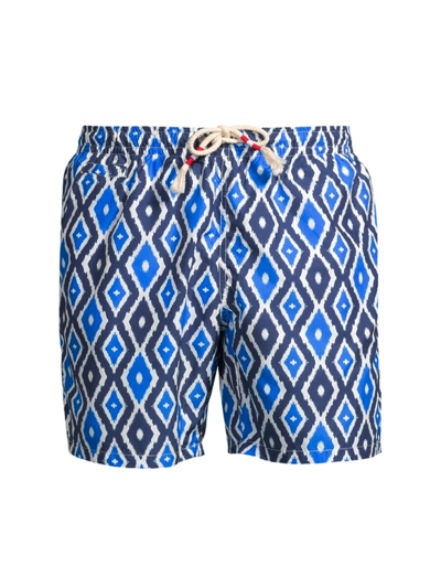 Mc2 Saint Barth Geometric-print Swim Shorts In Indigo